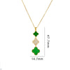 Wholesale Women Titanium Steel Necklace With Fourleaf Clover Pendant Mixed Gem Inlay Copper Electroplating