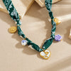 Wholesale Women's Accessories Retro Printed Stainless Steel Electroplated Heart Water Drop Bell Shaped Necklace Bracelet Suit