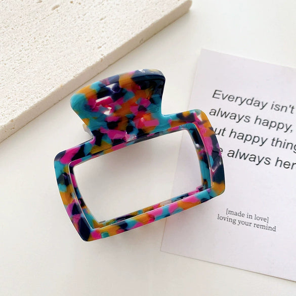 Wholesale Women's Acetate Square Hollow Simple Retro Clip Back Hair Tie Shark Clip Hairpin