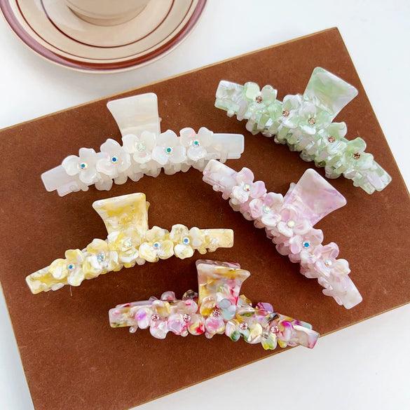 Wholesale Women's Acetic Acid Diamond Hair Accessories Mori Retro Style Grab Clip