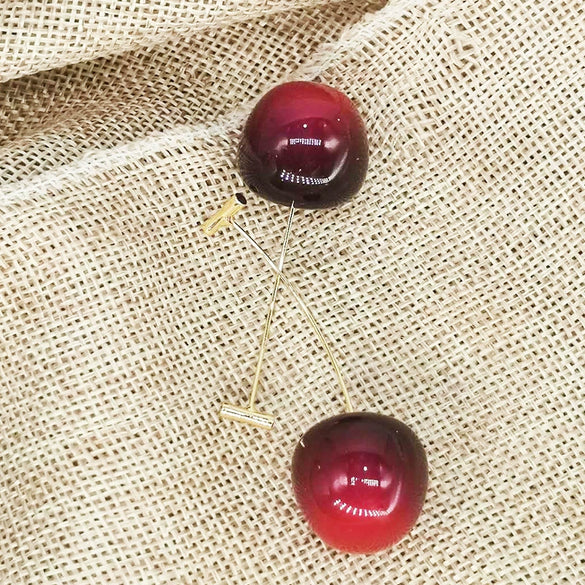 Wholesale Women's Acrylic Fruit Shaped Electroplated Cherry Earrings Simple Design