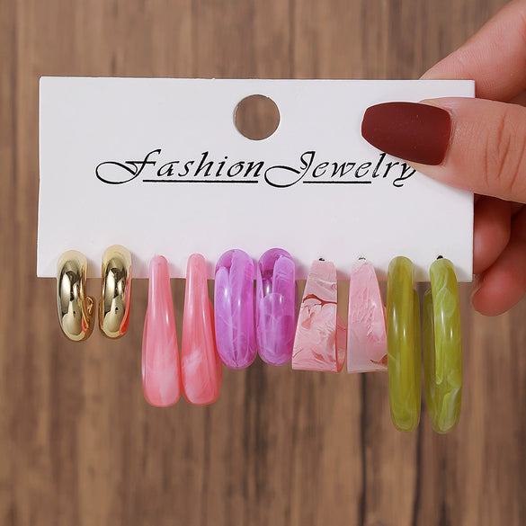 Wholesale Women's Acrylic Geometric Cshaped Drop Shape Handmade Earrings