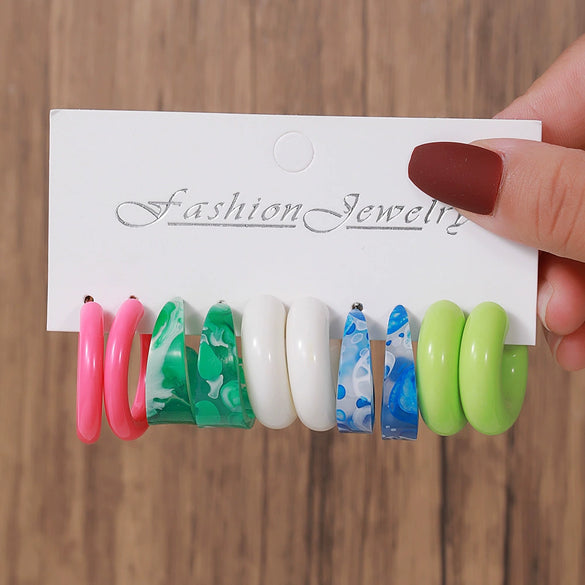 Wholesale Women's Acrylic Geometric Cshaped Drop Shape Handmade Earrings