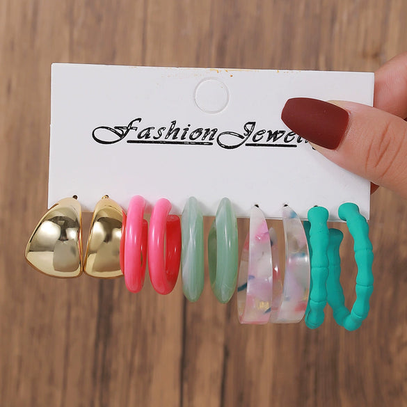 Wholesale Women's Acrylic Geometric Cshaped Drop Shape Handmade Earrings