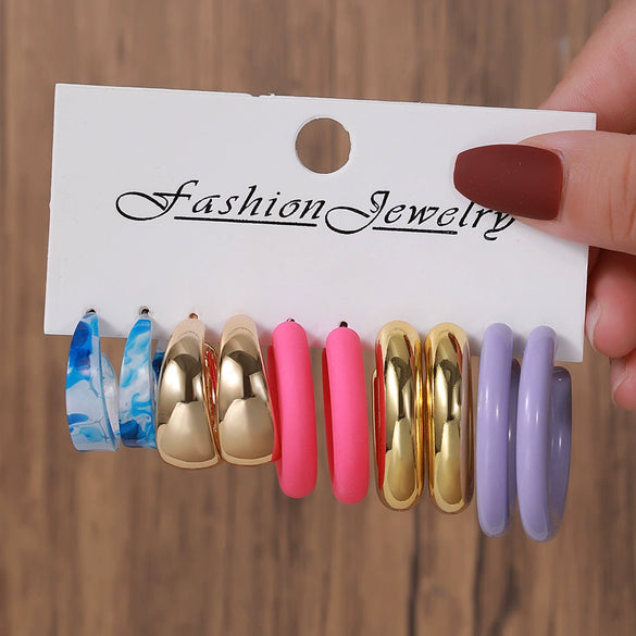 Wholesale Women's Acrylic Geometric Cshaped Drop Shape Handmade Earrings