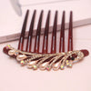 Wholesale Women's Acrylic Hair Accessories With Pearl And Rhinestone Leafshaped Electroplated Hair Comb And Hair Pin