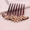 Wholesale Women's Acrylic Hair Accessories With Pearl And Rhinestone Leafshaped Electroplated Hair Comb And Hair Pin