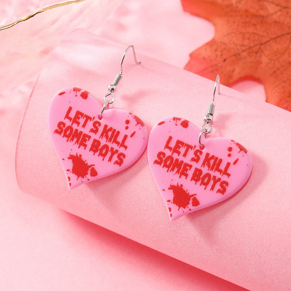 Wholesale Women's Acrylic Halloween Dark Funny Flower Walking Skull Pink Love Geometric Phone Earrings