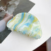 Wholesale Women's Acrylic Handmade Semiround Hair Grab Clip With Simple Stripe Design