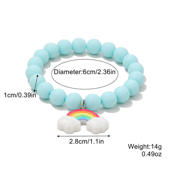 Wholesale Women's Acrylic Heartshaped Beaded Bracelet With Geometric And Floral Patterns And Polishing Treatment