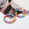 Wholesale Women's Acrylic Heartshaped Beaded Bracelet With Geometric And Floral Patterns And Polishing Treatment