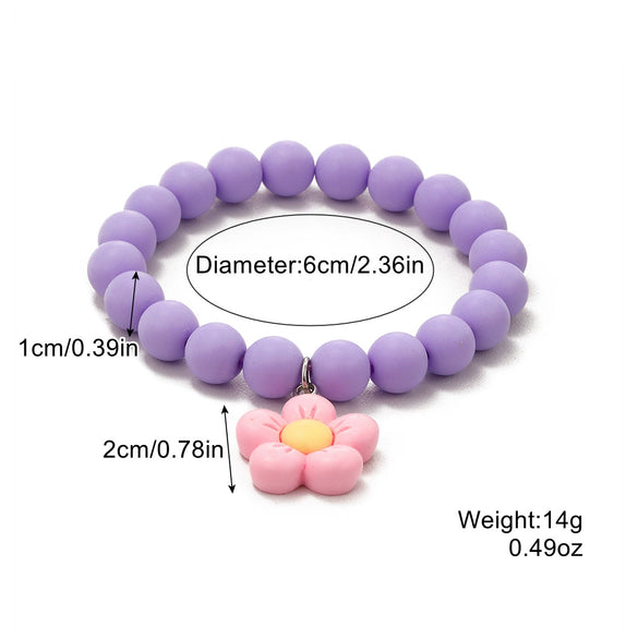 Wholesale Women's Acrylic Heartshaped Beaded Bracelet With Geometric And Floral Patterns And Polishing Treatment