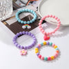 Wholesale Women's Acrylic Heartshaped Beaded Bracelet With Geometric And Floral Patterns And Polishing Treatment