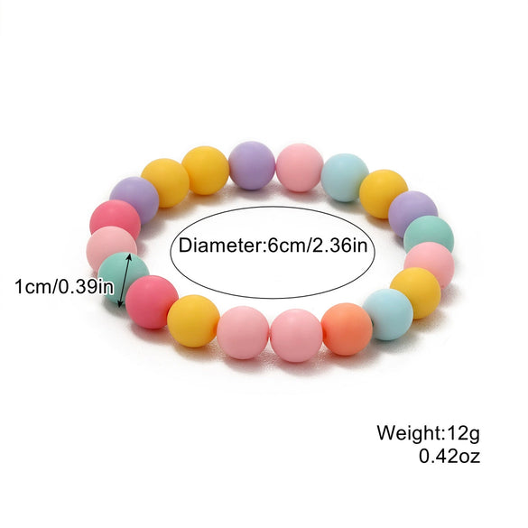 Wholesale Women's Acrylic Heartshaped Beaded Bracelet With Geometric And Floral Patterns And Polishing Treatment