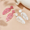 Wholesale Women's Acrylic Pendant Jewelry Earrings With Retro Simple Creative Design In Fish Bone Leaf Shape And Multi Color Electroplated