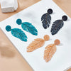 Wholesale Women's Acrylic Pendant Jewelry Earrings With Retro Simple Creative Design In Fish Bone Leaf Shape And Multi Color Electroplated