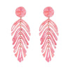Wholesale Women's Acrylic Pendant Jewelry Earrings With Retro Simple Creative Design In Fish Bone Leaf Shape And Multi Color Electroplated