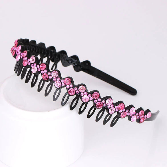 Wholesale Women's Acrylic Rhinestone Geometric Painted Wave Headband Hair Accessory