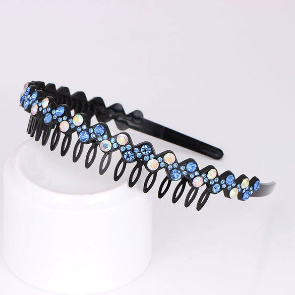Wholesale Women's Acrylic Rhinestone Geometric Painted Wave Headband Hair Accessory
