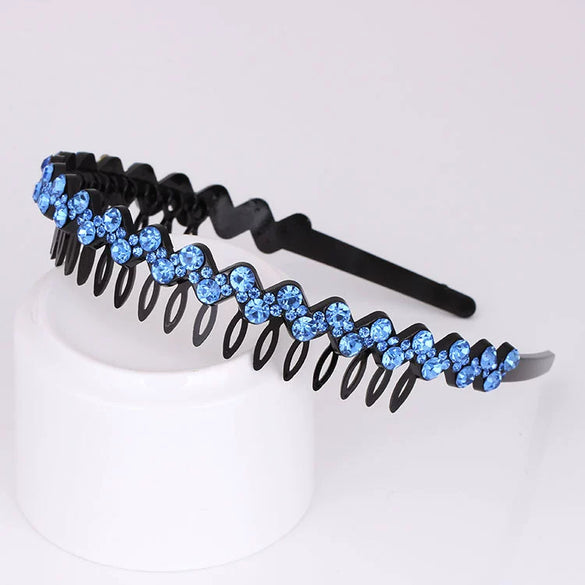 Wholesale Women's Acrylic Rhinestone Geometric Painted Wave Headband Hair Accessory