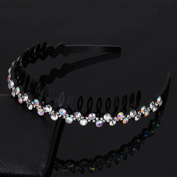 Wholesale Women's Acrylic Rhinestone Geometric Painted Wave Headband Hair Accessory