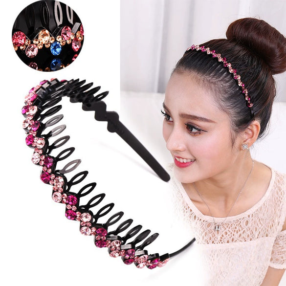 Wholesale Women's Acrylic Rhinestone Geometric Painted Wave Headband Hair Accessory