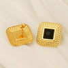 Wholesale Women's Acrylic Titanium Mesh Rhinestone Geometric Electroplated Square Gable Earrings