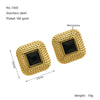 Wholesale Women's Acrylic Titanium Mesh Rhinestone Geometric Electroplated Square Gable Earrings