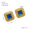 Wholesale Women's Acrylic Titanium Mesh Rhinestone Geometric Electroplated Square Gable Earrings