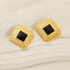 Wholesale Women's Acrylic Titanium Mesh Rhinestone Geometric Electroplated Square Gable Earrings