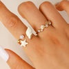 Wholesale Women's Adjustable Enamel Pearl Zircon Ring Set With Turtle Starfish And Shell Design Featuring Drip Glaze Process
