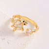 Wholesale Women's Adjustable Enamel Pearl Zircon Ring Set With Turtle Starfish And Shell Design Featuring Drip Glaze Process