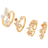 Wholesale Women's Adjustable Enamel Pearl Zircon Ring Set With Turtle Starfish And Shell Design Featuring Drip Glaze Process
