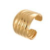 Wholesale Women's Adjustable Geometric Stainless Steel And 18K Gold Electroplated Bracelet With Concaveconvex Design