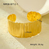 Wholesale Women's Adjustable Geometric Stainless Steel And 18K Gold Electroplated Bracelet With Concaveconvex Design