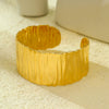 Wholesale Women's Adjustable Geometric Stainless Steel And 18K Gold Electroplated Bracelet With Concaveconvex Design