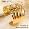 Wholesale Women's Adjustable Geometric Stainless Steel And 18K Gold Electroplated Bracelet With Concaveconvex Design