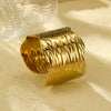 Wholesale Women's Adjustable Geometric Stainless Steel And 18K Gold Electroplated Bracelet With Concaveconvex Design