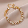 Wholesale Women's Adjustable Heart Shaped Copper Bracelet With Diamond Stitching And Light Luxury Style