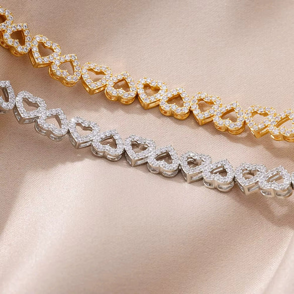 Wholesale Women's Adjustable Heart Shaped Copper Bracelet With Diamond Stitching And Light Luxury Style