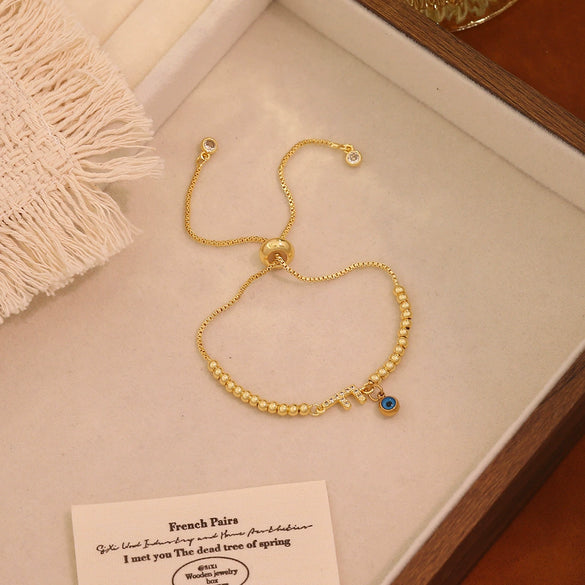 Wholesale Women's Adjustable Letter And Number Bracelet Fashion Jewelry Made Of Environmentally Friendly Copper With Real Gold Plating