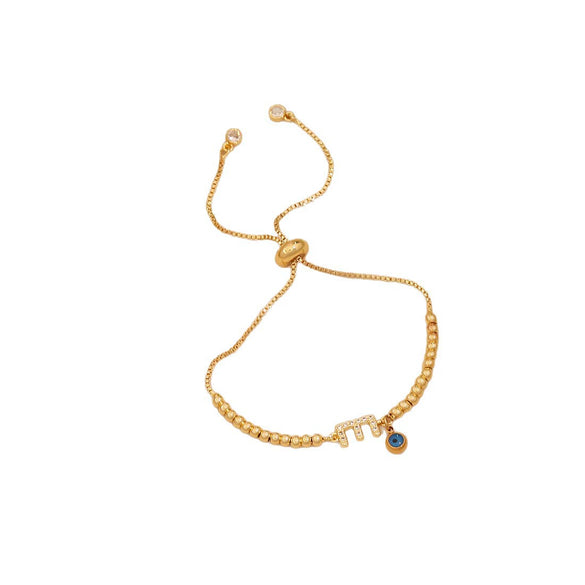 Wholesale Women's Adjustable Letter And Number Bracelet Fashion Jewelry Made Of Environmentally Friendly Copper With Real Gold Plating