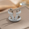 Wholesale Women's Adjustable Letter V Accessory With Real Gold Plated Copper And Microinlaid Zircon In Modern Minimalist Style