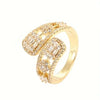Wholesale Women's Adjustable Open Copper Ring With Microinlaid Zircon And Geometric Design Chic Style