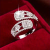 Wholesale Women's Adjustable Open Copper Ring With Microinlaid Zircon And Geometric Design Chic Style