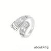 Wholesale Women's Adjustable Open Copper Ring With Microinlaid Zircon And Geometric Design Chic Style