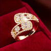 Wholesale Women's Adjustable Open Copper Ring With Microinlaid Zircon And Geometric Design Chic Style