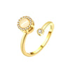 Wholesale Women's Adjustable Opening Cat's Eye Stone Rotating Ring Copper Minimalist Geometric Electroplated