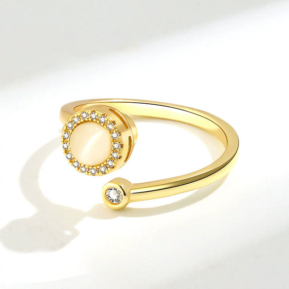 Wholesale Women's Adjustable Opening Cat's Eye Stone Rotating Ring Copper Minimalist Geometric Electroplated