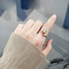 Wholesale Women's Adjustable Opening Cat's Eye Stone Rotating Ring Copper Minimalist Geometric Electroplated